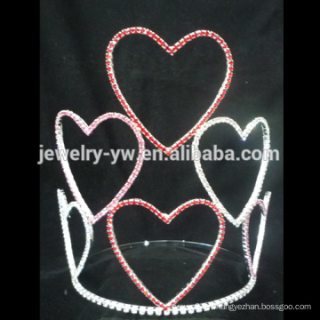 Hotsale Unique Heart Heart Pageant Tiara Crown Crystal Rhinestone Tiaras peigne pour les filles